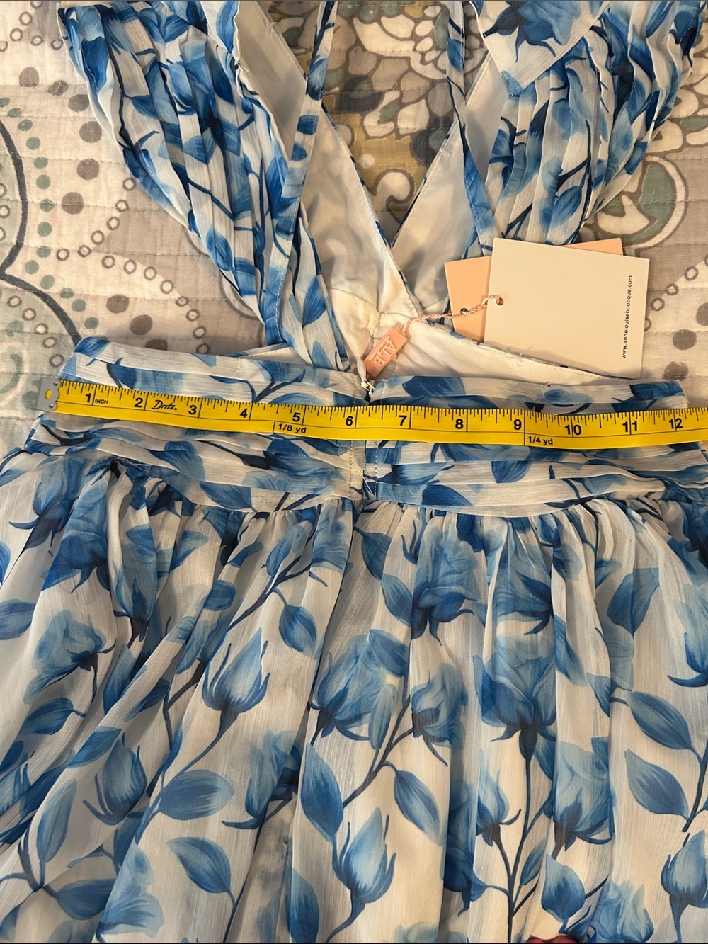 Anne Louise Boutique ABL Blue Floral Ruffle Maxi Dress Mykonos Cassini NWT - Picture 11 of 12